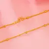 Collar Imitación Oro 24K para Mujer, Cadena Serpiente Redonda con Cuentas, Versátil Cadena Clavícula Redonda Chapada en Oro, Nuevo Accesorio Transfronterizo