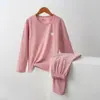 Conjunto de ropa interior térmica de algodón puro para niñas estudiantes, ropa de otoño y pantalones, pijama infantil, capa base de algodón Lycra, ropa térmica de algodón