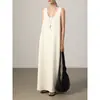 Vestido Regata Tricotado de Gola U Sem Mangas Grande Texturizado Jomi, Vestido Simples de Alta Qualidade, Vestido Longo Versátil