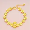 Pulsera Ciruela para Mujer Chapada en Oro de Vietnam Latón Chapado en Oro Pulsera de Flores Joyería Pulsera Bendición de Boda Joyería de Boda