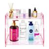 Estante de almacenamiento para encimera de baño de 2 capas de color rosa, bandeja de acrílico, tocador, encimera para el cuidado de la piel, caja de almacenamiento para lavabo, perfume