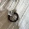 Elástico de Cabelo Xadrez Grande em Formato de Coração, Estilo Retro Coreano, Elástico de Cabelo de Alta Qualidade para Rabo de Cavalo, Acessório de Cabelo para Mulheres