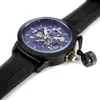 Reloj Forsining para Hombre Moda Casual Esqueleto Pulsera Estilo Reloj Mecánico Semi-Automático Correa Azul Negro