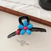 Presilha de Garra para Cabelo Redonda com Contas Florais Azuis para Mulheres, Presilha Grande de Tubarão, Novo Modelo 2026, Adequada para Cabelos Grossos, Acessório de Cabelo de Alta Qualidade