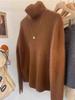 Outono e inverno novo 100 lã suéter gola alta moda all-match cashmere suéter elegante fino base de malha suéter