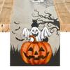 Camino de mesa personalizado de Halloween más vendido transfronterizo con calaveras y calabazas para mesas de comedor, interior y exterior, para cocinas del hogar, fiestas navideñas