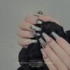 Decorações de Unhas de Liga Metálica da Moda no Atacado, Estrelas Cromadas Escuras com Pedras Brilhantes, Acessórios para Unhas de Saturno