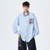 Camisa de Color Sólido Estilo Étnico de Manga Larga para Hombres y Mujeres, Versátil Holgada Moderna Diseño de Nicho para Otoño y Primavera