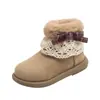 Botas Birkenstock Estilo Pequeño Fragante 2026 Otoño e Invierno Nuevas Botas Estilo Coreano para Niñas con Lazo de Encaje y Botas Cortas de Felpa