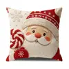 Funda de Cojín Navideña Impresa en 3D Papá Noel Reno Muñeco de Nieve Hombre de Jengibre Cojín para Sofá Funda de Almohada Decoración Festiva