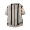 Camiseta Informal de Manga Corta con Rayas y Bloques de Color Estilo Coreano para Hombre, Nueva Marca de Moda de Verano, Camisa Polo de Punto de Moda Personalizada