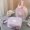Bolsa Portátil de Armazenamento para Viagem com Rede, Bolsa de Mão Feminina, Necessaire Semi-Transparente, Necessaire de Maquiagem, Necessaire com Separação para Seco e Molhado