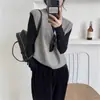 Colete multicamadas estilo japonês 100% lã, colete feminino sem mangas com decote V, 26 top de tricô de cashmere da moda outono/inverno