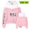 Venta al por mayor de fábrica Cola de duende 2D estampado en caliente ropa nuevo sexy hombros descubiertos imitación dos piezas sudadera con capucha suéter ropa de mujer