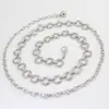 Saia Versátil Feminina com Corrente Metálica Circular na Cintura, Vestido Terno Decorativo Estilo Coreano, Acessório Fino de Corrente Ajustável para Cinto