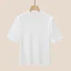 Camisa de algodón modal de alta gama con base de lana para mujer, adecuada para primavera y otoño, adecuada para ir al trabajo, camiseta de cuello medio, se puede usar como capa interior o sola.