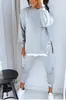 2025 Estación Independiente Transfronterizo Europeo y Americano Otoño e Invierno Canalé Cuello Redondo Manga Larga Recto Pantalones de Chándal Sudadera Traje Cómodo y Casual