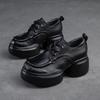 Xangai Jie shu 2024 primavera nova frente com cadarço casual sapatos de camada única pequena altura aumentando estilo ocidental retrô sapatos femininos para todos os jogos