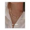 Chapado en latón oro real 18K estilo retro francés doble capa brillante perla collar mujer otoño e invierno diseño pulsera