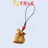 Corrente de Celular Artística em Jacarandá com Pingente de Rato do Zodíaco Ming Xianyuan em Sândalo para Decoração de Celular e Bolsa