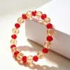 Pulsera de cuentas de 10 mm al por mayor para hombre y mujer, pulsera de cristal rojo, ámbar, dorado, pulsera de cuentas, moderna, nueva