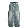 Jeans Scimitar com Padrão de Bambu Cleanfit Estilo Retrô Americano 2025 para Homens e Mulheres, Calças Longas Soltas Tendência e Bonitas
