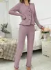 Pijama de Mujer de Pana Cepillada Otoño e Invierno Estilo Transfronterizo Venta Caliente en Amazon Cómodo y Transpirable Cardigan Casual Ropa de Casa