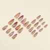 Unhas Usáveis Olho de Gato com Gradiente Arco-Íris Doce Dopamina Estilo Cool de Verão Manicure Longa em Formato de Amêndoa Unhas Postiças Removíveis
