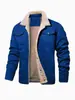[En Stock para Entrega Rápida] Chaqueta de Hombre Otoño e Invierno Transfronteriza con Forro Polar Algodón Ropa de Trabajo Chaqueta Casual Chaqueta de Hombre Negra