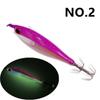 Anzuelo de silicona luminosa para camarones y calamares, de vientre redondo horizontal, con alas luminosas, para paraguas, con tinta de cebo marino.