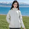 Jaqueta corta-vento com forro de plumas destacável dois em um para mulheres, estilo montanha, à prova de vento, vestuário para montanhismo, jaqueta de plumas de pato branco 90%