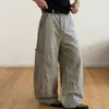 Pantalones de trabajo casuales con diseño de cremallera retro americano para hombres y mujeres, nuevo estilo de otoño, holgados, casuales, versátiles, de pierna ancha, modernos