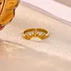 Anillo Cruzado de Acero Inoxidable Chapado en Oro de 18 Quilates, Estilo Nuevo Europeo y Americano, para Mujer, Versátil para el Uso Diario, Joyería de Anillo Abierto Simple y a la Moda