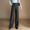 Pantalones rectos de mezcla de lana de moda para mujer, nueva colección otoño/invierno 2026, de cintura alta, que cubren la cadera, casuales, adelgazantes, de corte holgado, de pierna ancha