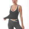 Conjunto de Ropa Deportiva para Yoga y Fitness, Chaleco Sujetador Deportivo Nude Europeo y Americano, Pantalones de Yoga Ajustados de Pierna Ancha de Cintura Alta