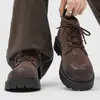 Botas Martin para Hombre Zapatos de Cuero Retro Americano Suela Gruesa Punta Ancha Derby Aumentador de Altura Botas de Trabajo Transfronterizo Talla Grande Zapatos de Cuero Casual