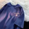 Camiseta Pesada Color Borgoña 200g para Hombre Moderna de Verano 100% Algodón Cuello Redondo Casual Manga Corta Estilo Retro Americano Manga Media