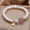 Pulsera de cristal de fresa estilo coreano ins anillo único moda perla de agua dulce para mujer pulsera de calabaza con carácter Ji