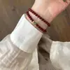 Nuevo Estilo Chino Imitación He Tianyu Cuentas de Transferencia Pulsera de Cinabrio Imitación Diseño de Nicho Doble Círculo Apilado Pulsera de Cuentas para Pareja