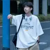Tendência Pesada Algodão Puro Novo Verão Ins Top Masculino Solto Casual Manga Curta Camiseta Versátil Estilo Americano Camiseta Marca Tendência