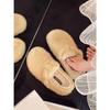 Sapatos de Inverno Espessos com Pelúcia e Solado Grosso Estilo Rainha para Roupas de Exterior Femininas 2025 Novos Sapatos de Algodão Quentes Espessados Antiderrapantes