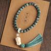 Pulseira de Raiz de Bodhi Jade Branco Degradê de Mão com Franja de Borla Anel Corrente Pulseira Wen Brinquedo Masculino Placa de Contas de Bodhi Brinquedo Bodhi Crianças