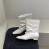 Botas de moda estilo minimalista francés con punta cuadrada y pierna ancha para mujer, botas de media pantorrilla de cuero genuino para otoño e invierno, botas de tacón de bloque, botas únicas ajustadas
