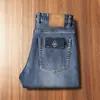 Jeans para Hombre de Estilo Europeo para Otoño e Invierno, Gruesos, de Alta Gama, Casual, Versátiles, Suaves, Elásticos, de Cintura Media-Alta, Pierna Recta, de Negocios