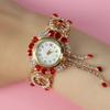 SOK um relógio de pulso feminino de ouro retrô com pulseira de diamante à prova d'água de nova geração pulseira de relógio pulso rápido tremolo R