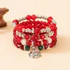 Novo Conjunto de Acessórios de Pulseira e Bracelete de Combinação Multicamadas com Pingente de Rosa e Franjas Estilo Boêmio Europeu e Americano
