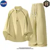 Conjunto de sudadera de alta calidad de la marca NASA, moderno, con media cremallera y cuello alto para hombre, un atuendo de moda casual completo para primavera y otoño