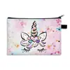 Cartera de Monedas de Gran Capacidad Transfronteriza, Bolsa de Maquillaje, Bolsa con Cremallera de Poliéster con Estampado de Unicornio, Bolsa de Almacenamiento, Papelería Portátil para Estudiantes