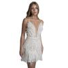 Otoño e invierno nuevo comercio exterior transfronterizo europeo y americano vestido de fiesta sexy para mujer sin espalda tirantes de plumas profundo en V falda