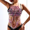 Joia Cruzada Europeia e Americana Nova de 2024 Moda Sexy Corrente para o Peito Corrente Corporal de Acrílico para Mulheres na Praia Bikini